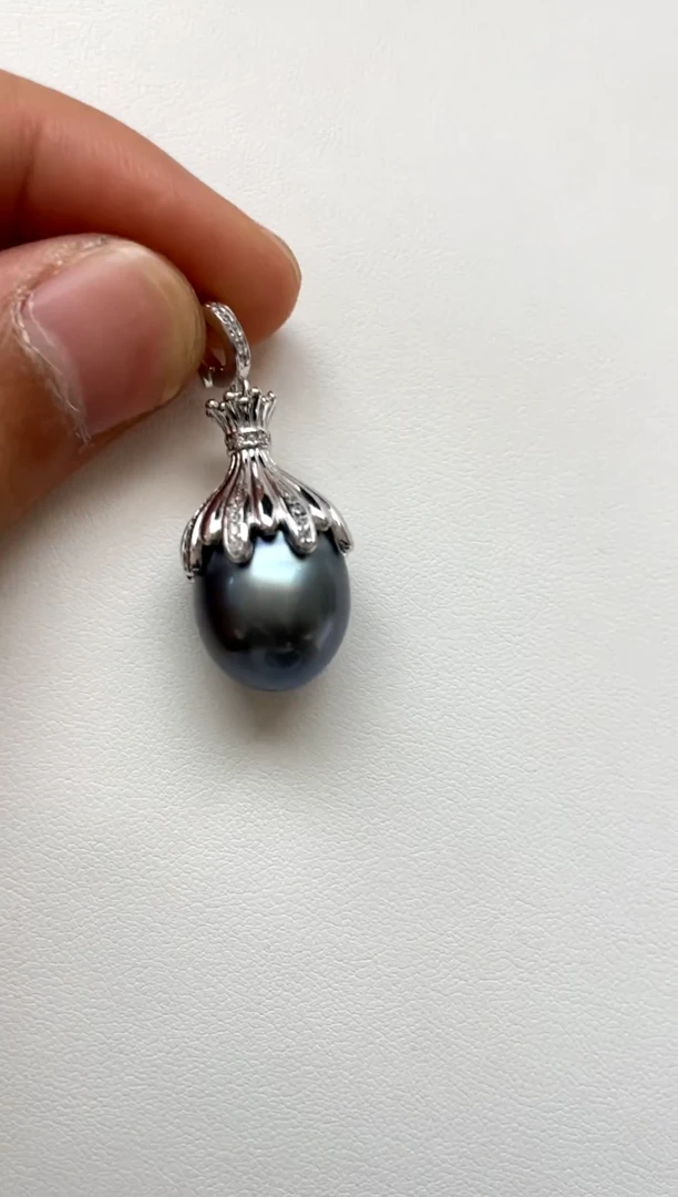 颈饰银S925镶嵌海水珍珠14-15