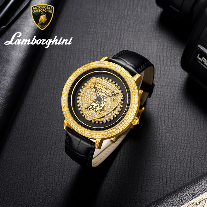 AutomobiliLamborghiniW兰博基尼金色扭转乾坤腕表！