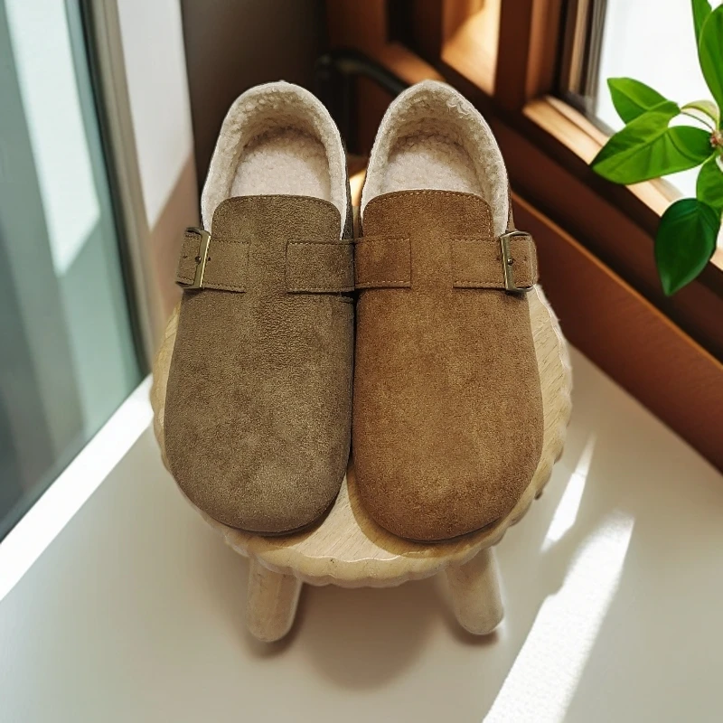 12-1（K12-1）沃时尚加厚套筒圆头冬季女平跟百搭短靴休闲复古港风