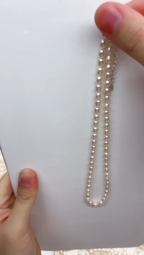 淡水珍珠未镶嵌项链白色小米5-5.5mm