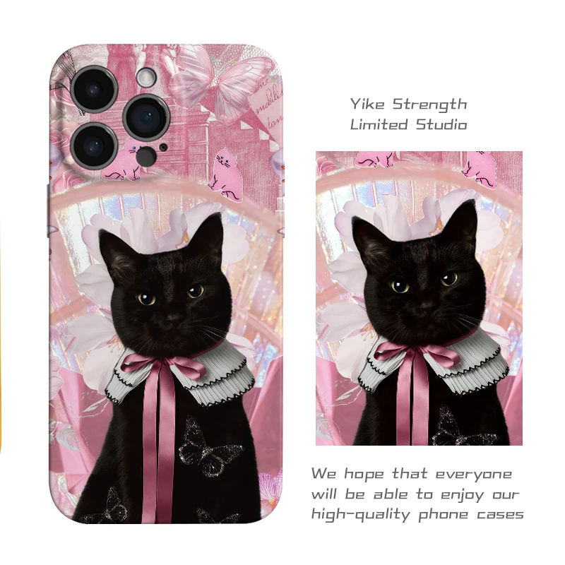 黑猫小公主菲林软壳进口光面适用iphone苹果13rpomax/14/16pro