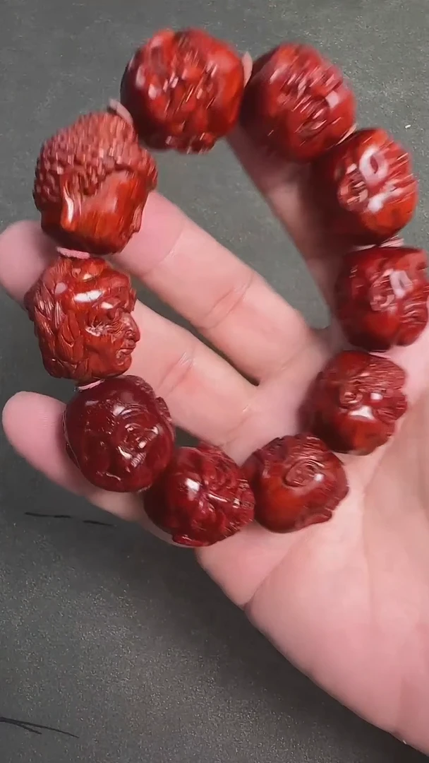 小叶紫檀手串/手链酒*555096-2.5泥料手工雕刻十八罗汉