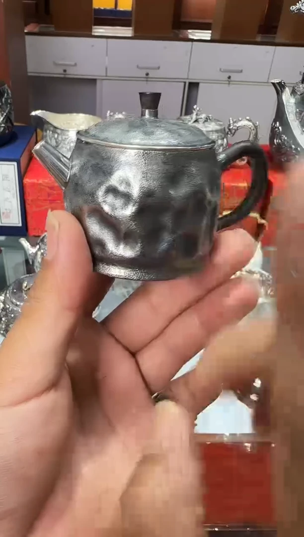 足银999精工手工汉瓦诧寂风泡茶壶