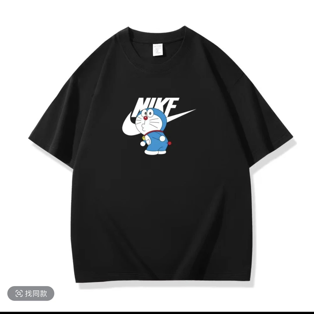 夏季圆领男女情侣装T恤宽松白色潮流透气轻奢大众百搭