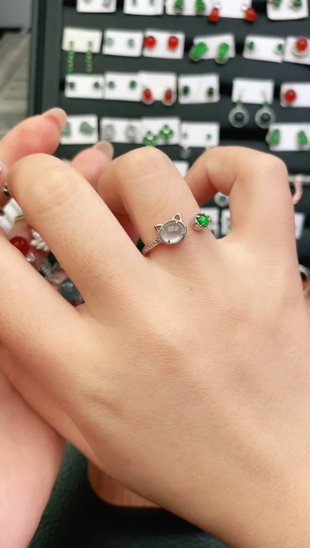 银S925镶嵌戒指翡翠0