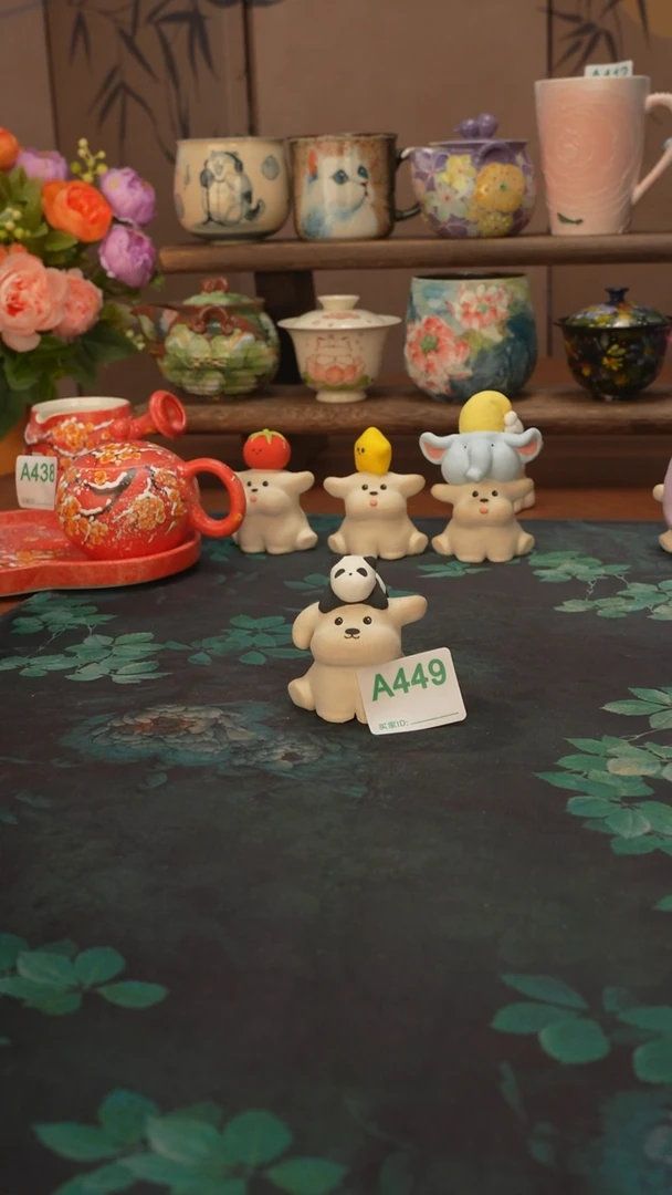 流浪系列  熊猫小狗摆件449