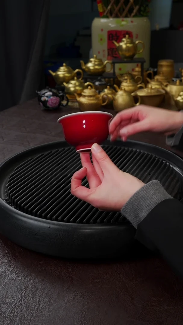 【闪购商品】杯【宜景窑郎红系列】元宝杯