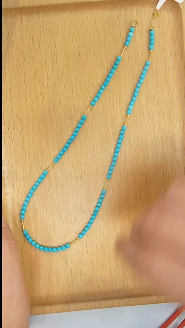 18K金镶嵌绿松石项链发货一件