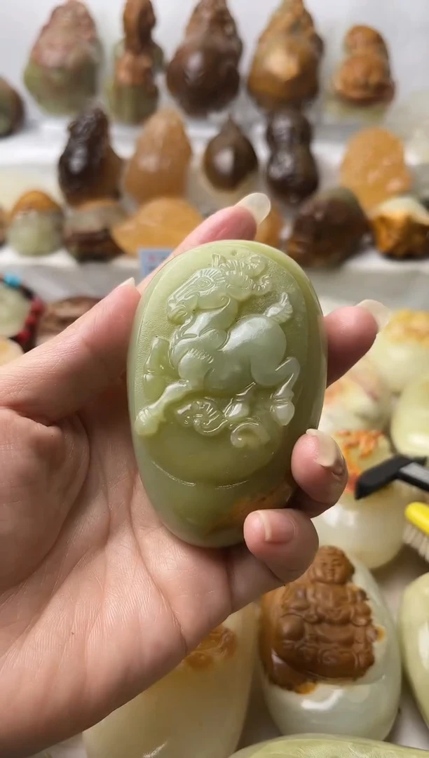 石材方解石手把摆件不退换羊微瑕