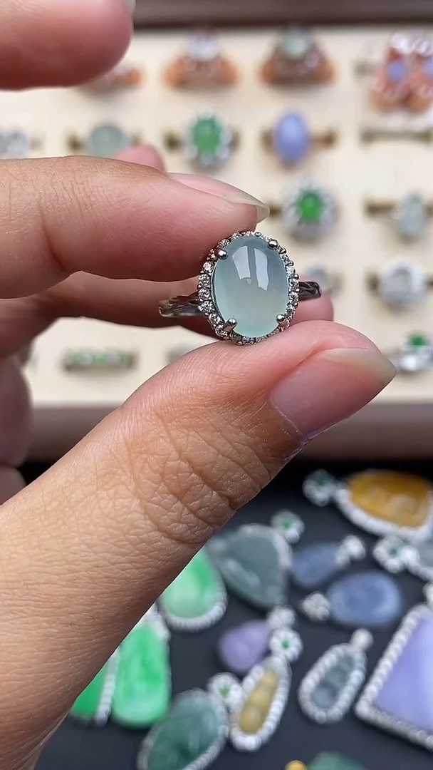 银S925镶嵌定制翡翠79696