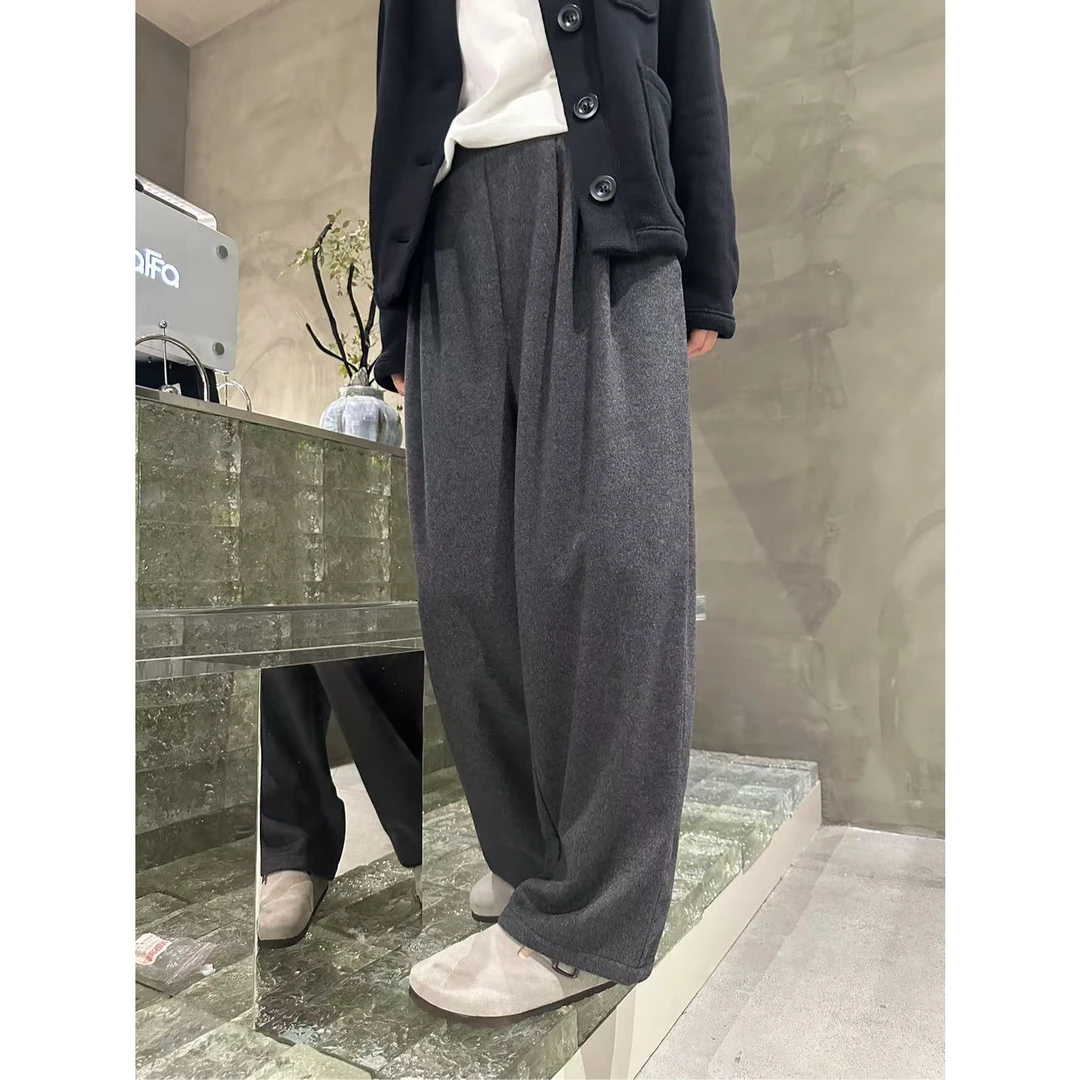 秋冬保暖松紧腰通勤百搭垂感直筒休闲裤MA5KZDZ0074