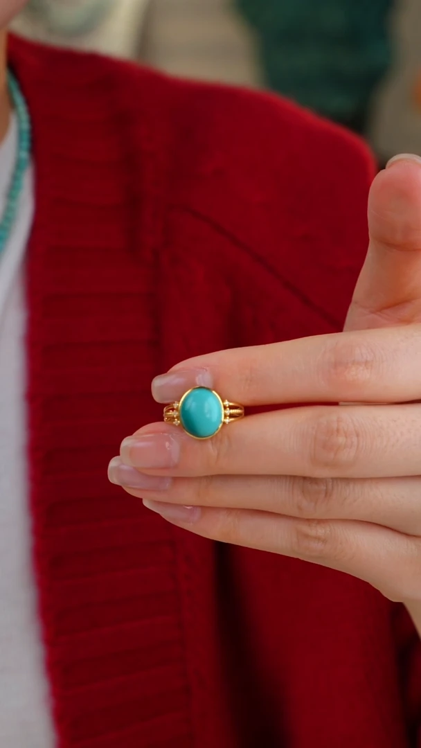 【闪购商品】绿松石戒指18K金镶嵌1