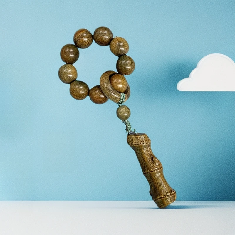 【清货】竹节 节节高 绿檀木1.2cm 手把件 盘玩件