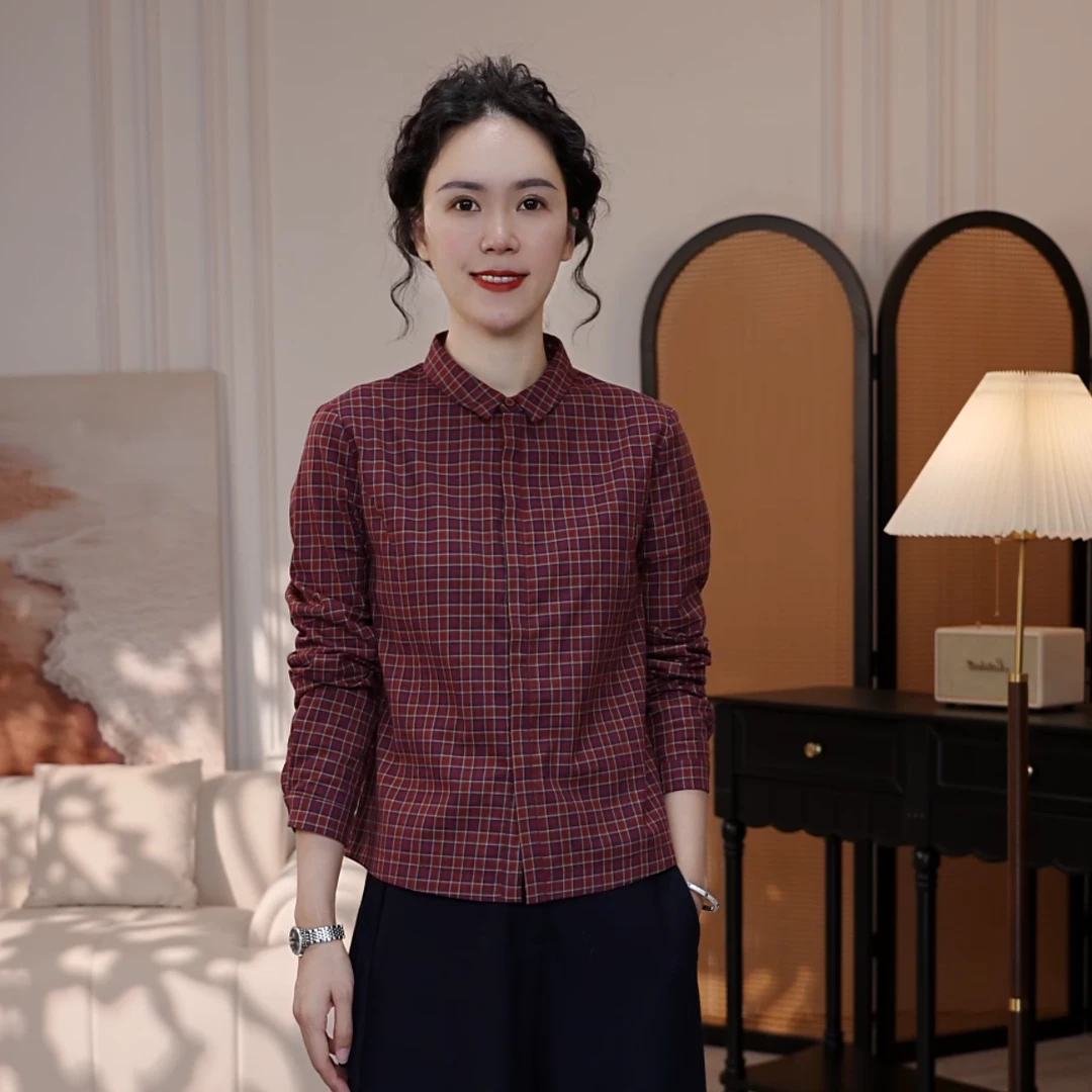 【FANXI】340冬季新款加绒加厚复古格纹慵懒风宽松时尚减龄衬衫2025