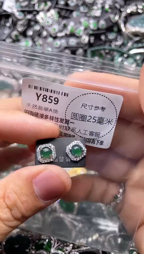 翡翠未镶嵌颈饰Y859耳钉