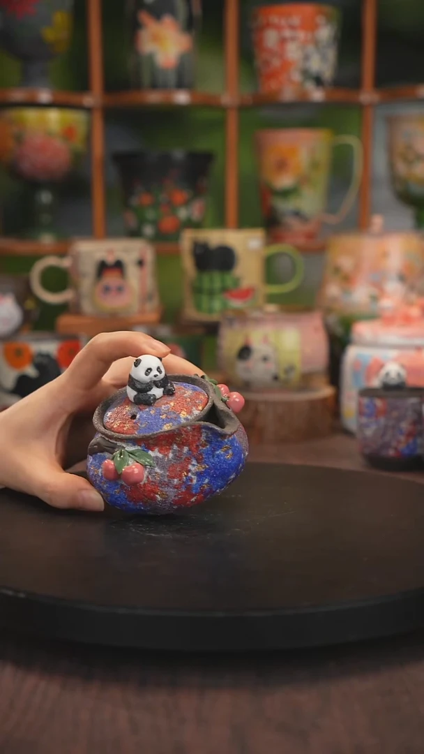 紫砂油画釉下彩手绘