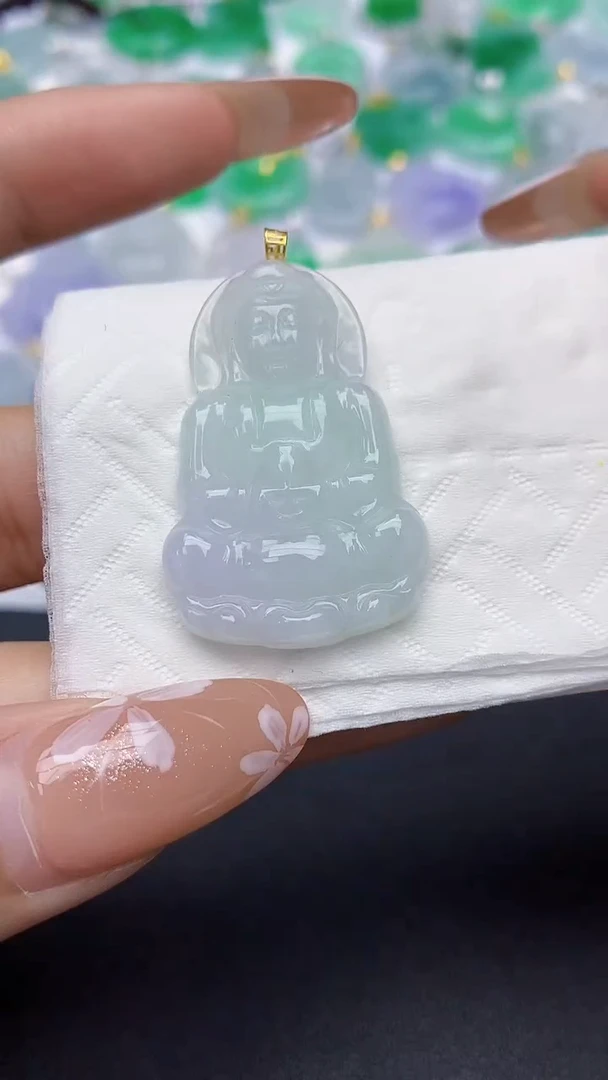 颈饰18K金镶嵌翡翠a货假一赔三支持复检百元上9元证书费自理