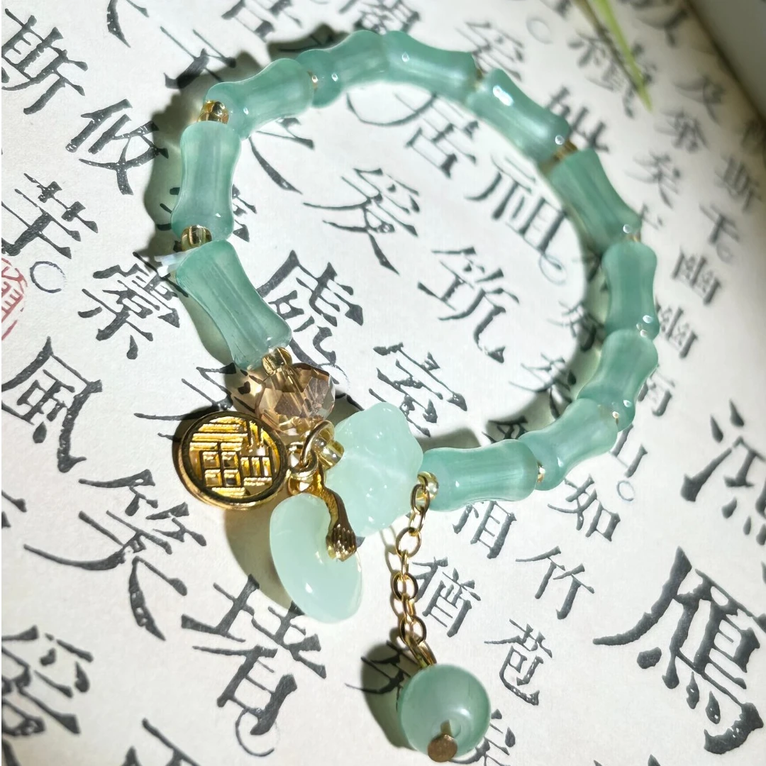 合金手链 碧绿琉璃精品手串竹节款一-100767