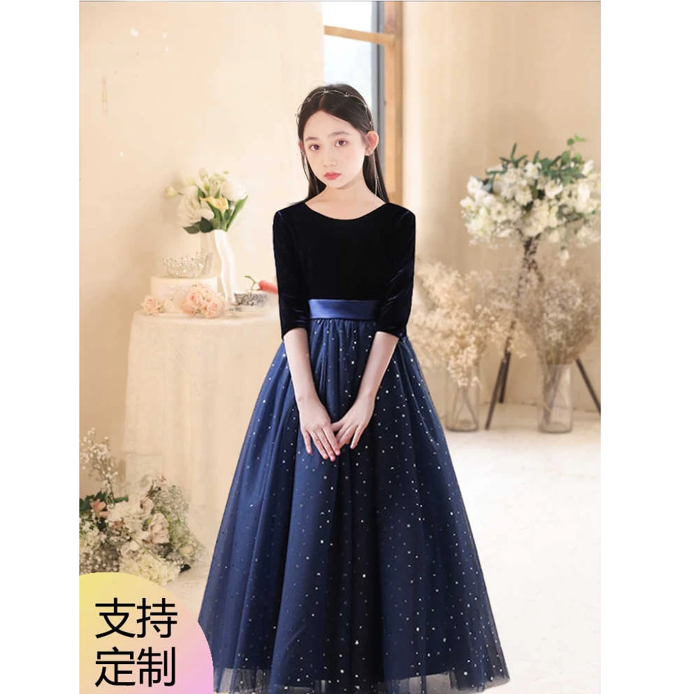 胖儿童礼服合唱中大童表演女童钢琴演出服大提琴演奏连衣裙可订制