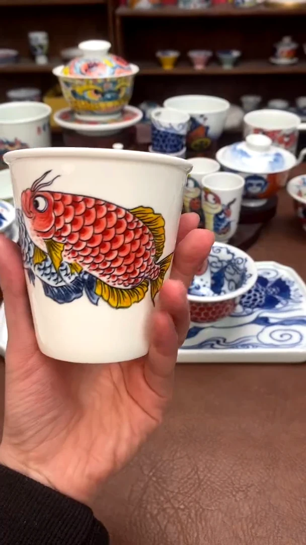 【闪购商品】龙鱼可乐杯昨明陶瓷