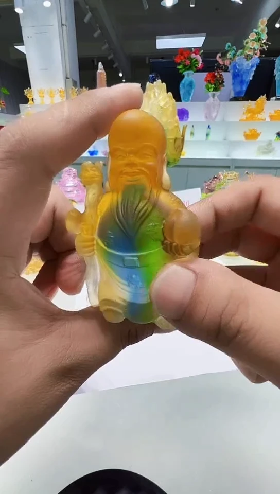 泥塑古法琉璃寿星有气泡（微瑕）摆件