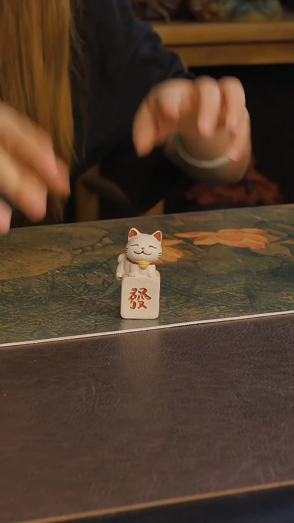紫砂茶宠发字招财小猫