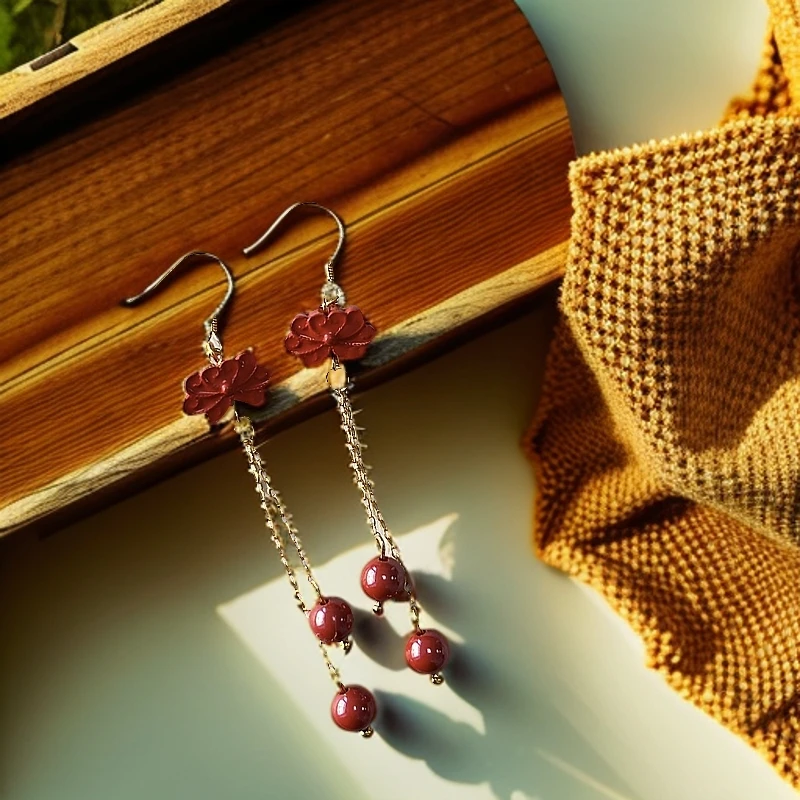 天然辰砂【富贵香】年熹（朱砂耳环） BM1073