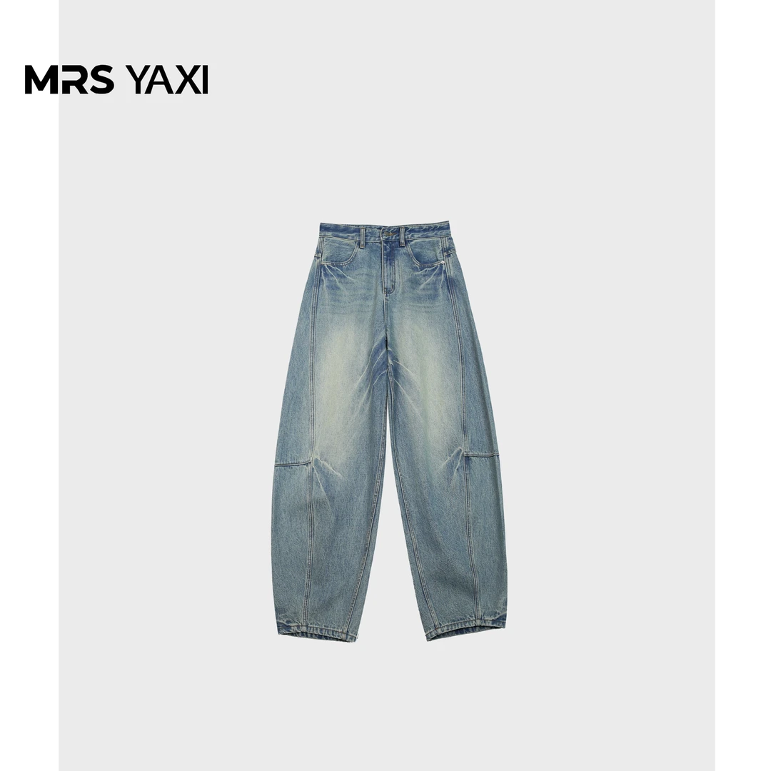 Mrsyaxi百搭休闲水洗牛仔弯刀裤YX4121101