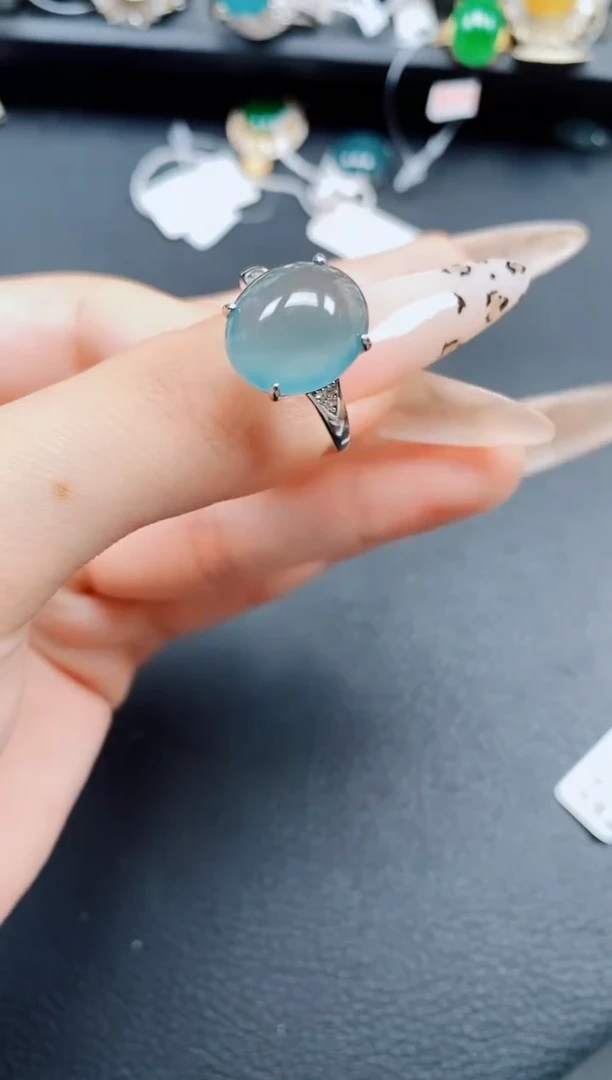 银S925镶嵌戒指翡翠翡翠