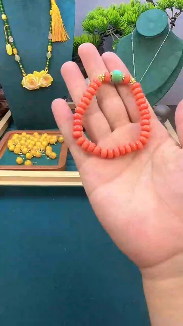 玛瑙/玉髓手链14K金镶嵌S177