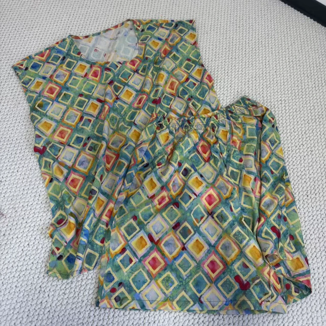 무지징-「家居必备」夏季时尚简约舒适款绵绸套装(有口袋)