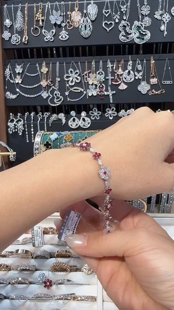 铂Pt950镶嵌实验室培育钻石手链