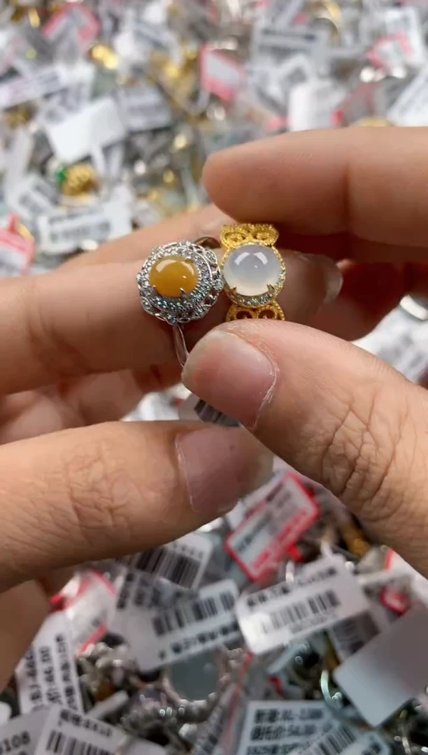 银S925镶嵌戒指翡翠666---1