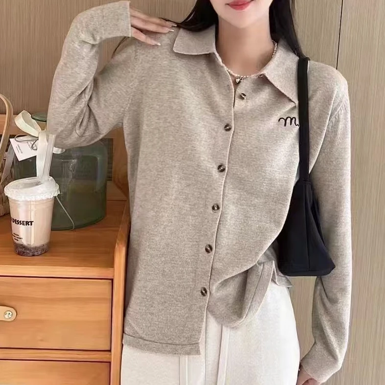 292#小香风长袖针织衫显瘦时尚百搭方领开衫2 36