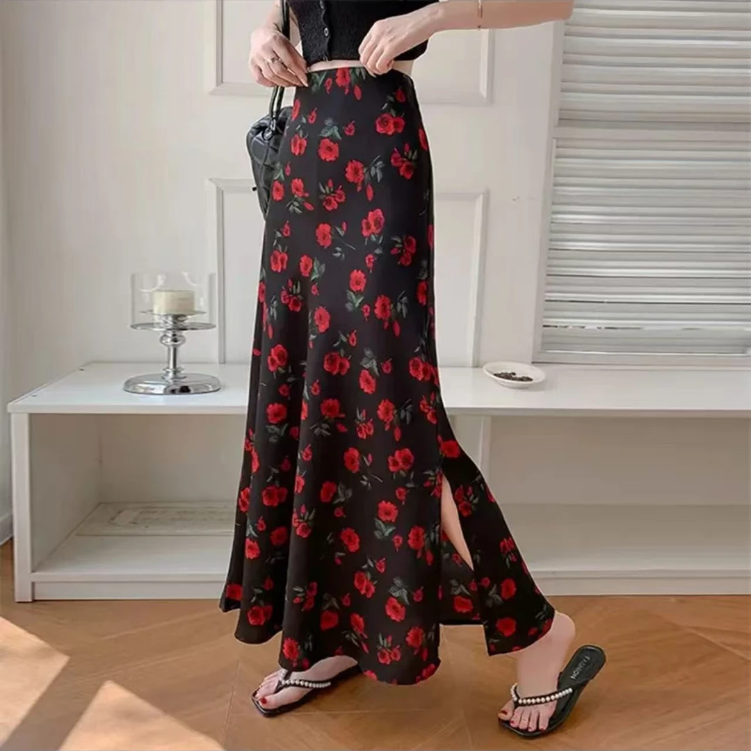 【升级版】【内衬+拉链+松紧腰】碎花半身裙女装新款鱼尾裙气质款