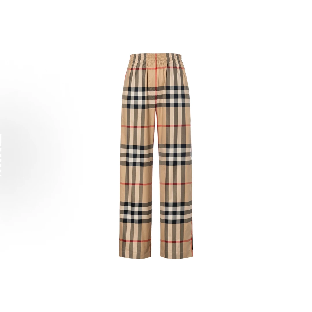 未使用 BURBERRY/博柏利 25新款格纹中腰直筒休闲裤