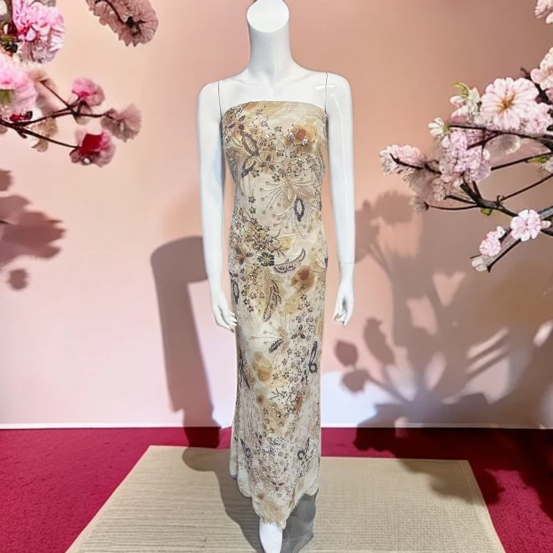 手绘LORA高端礼服面料