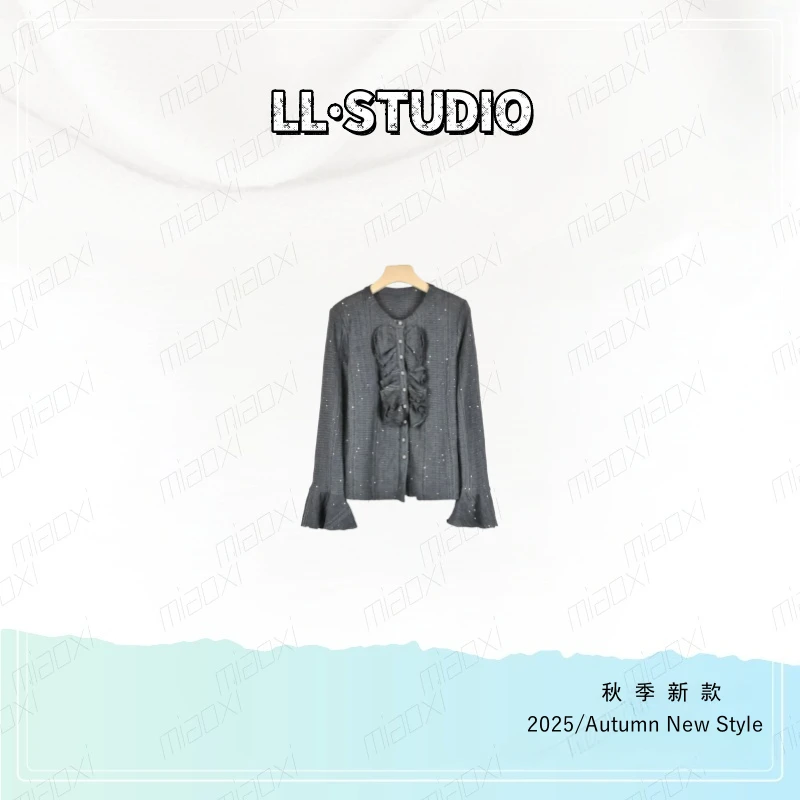 妙兮·LL秋季新款休闲百搭荷叶袖毛针织衫打底衫女款长袖*20252263