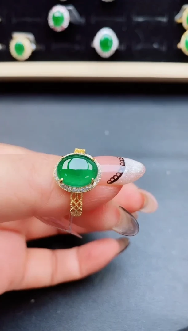 翡翠戒指银S925镶嵌50805508