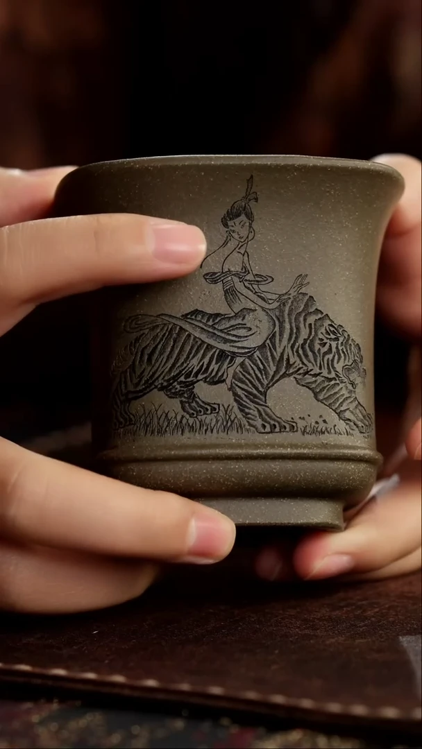 茶杯紫砂非遗茶器-桃李春风