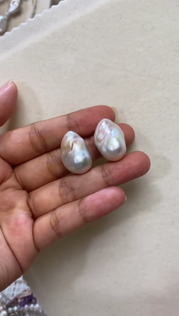 淡水珍珠钛钢颈饰巴洛克耳钉