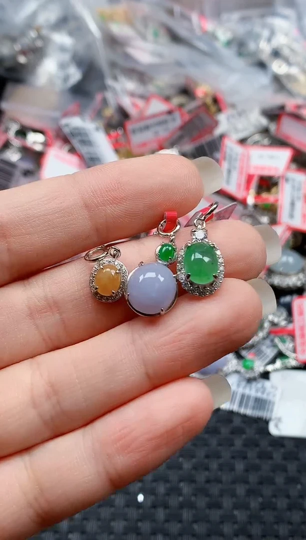 银S925镶嵌戒指翡翠天然A货缅甸翡翠