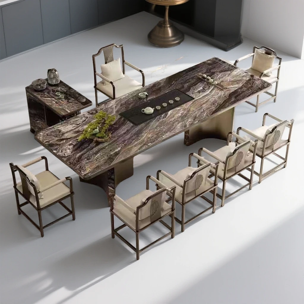 定制专属岩板茶台茶桌一整套现代简约轻奢高级感办公室茶桌泡茶台