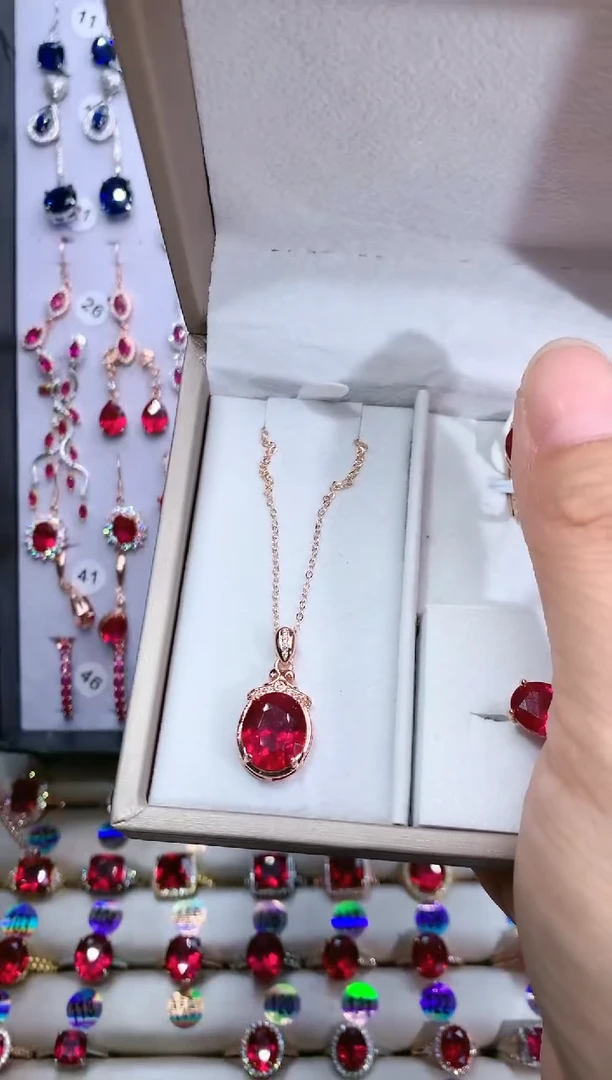 【闪购商品】红宝石吊坠(赠链)银S925镶嵌玫瑰金