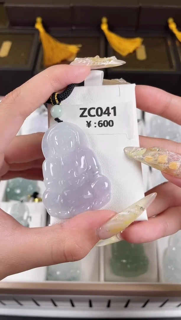 颈饰未镶嵌翡翠ZC041翡翠春彩中大观音+孤品+送同款绳子
