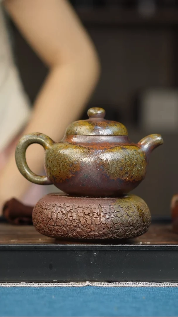 茶壶紫砂瑕疵柴烧紫砂柿圆