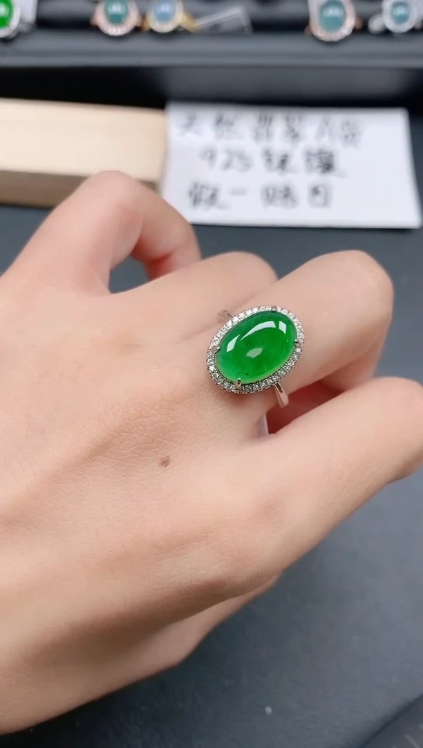 银S925镶嵌戒指翡翠11