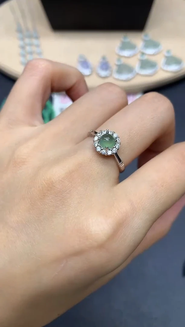 翡翠戒指银S925镶嵌蛋面【多样性发其一】