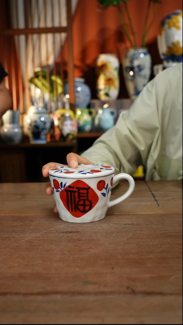 瓷片【简家甄选】景德镇设计师釉下手绘陶瓷餐具