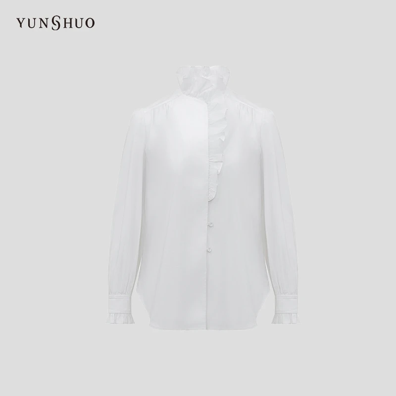 YUNSHUO 木耳边V领衬衣339608